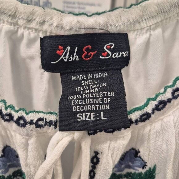 Ash & Sara Women's White Rayon Lined Embroidered Dress - Picture 10 of 10